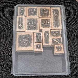 STAMPIN' UP! Retired 2003 'Stipple Celebrations' Stamp Set, Set of 14 Stamps